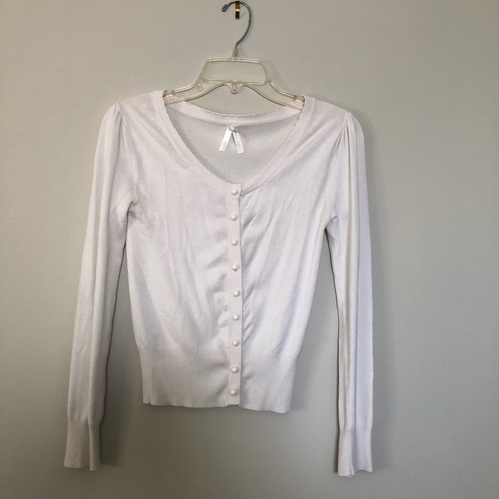 White Cardigan with faux Pearl Buttons